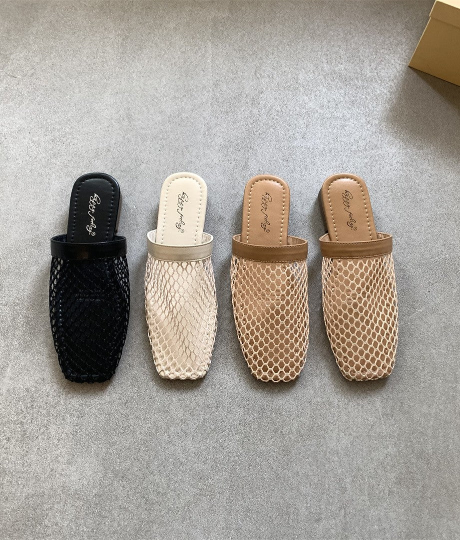 square toe flat mesh sandals /3color　FL3373