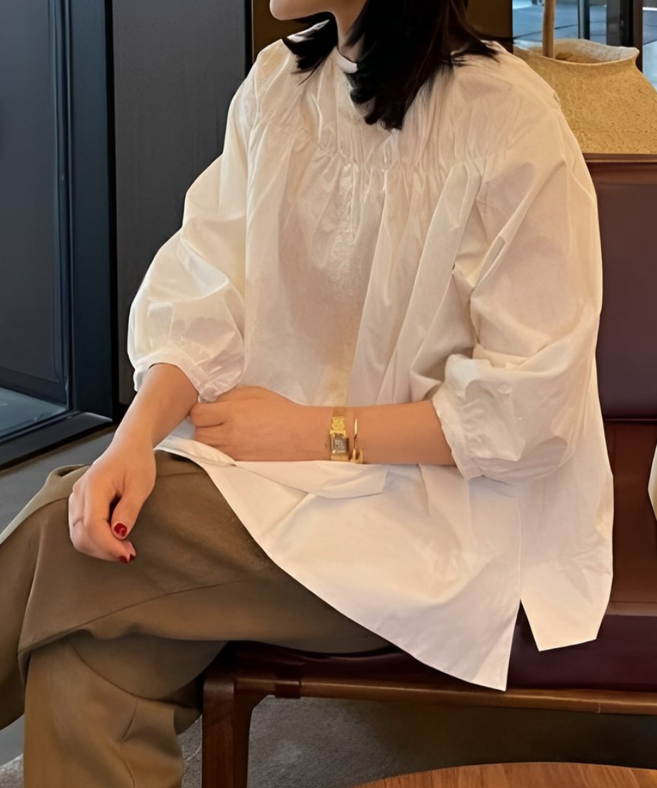 gathered design voluminous blouse　FL2480