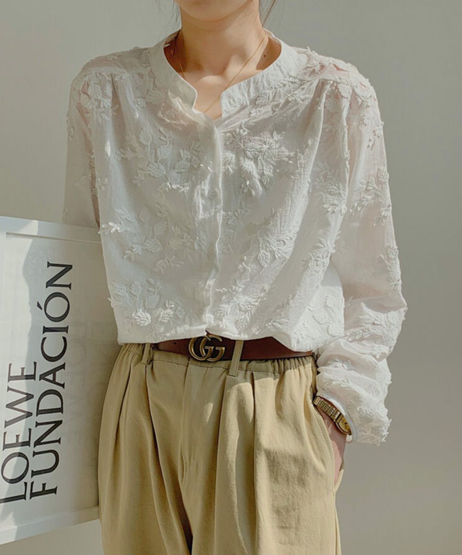 embroidered lace blouse　FL3225