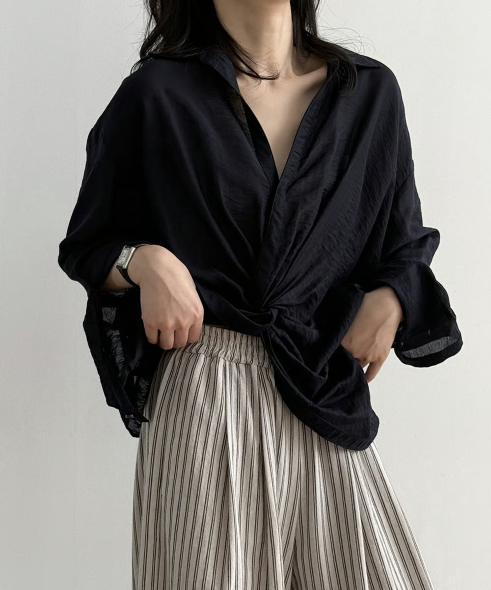 twisted refreshing design shirt blouse /2color　FL3427